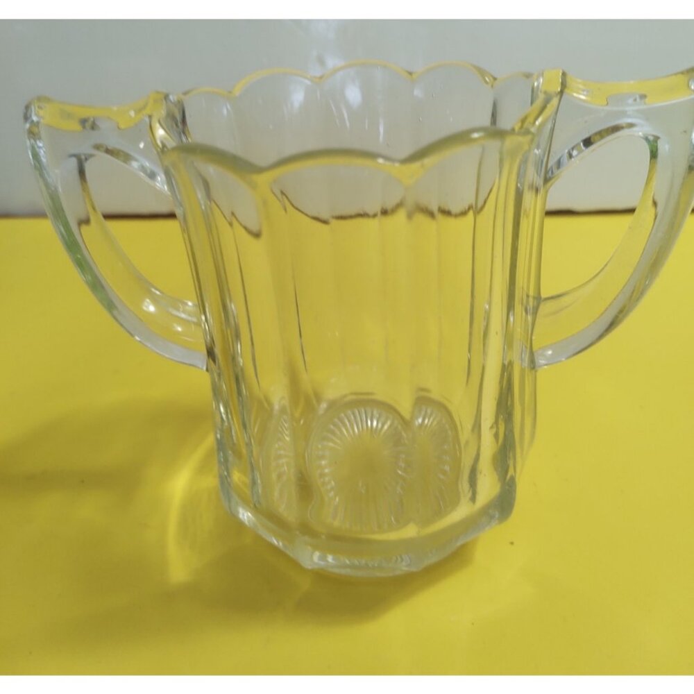 Antique Celery/Spooner Vase with Handles - EAPG Paneled Glass 1900's